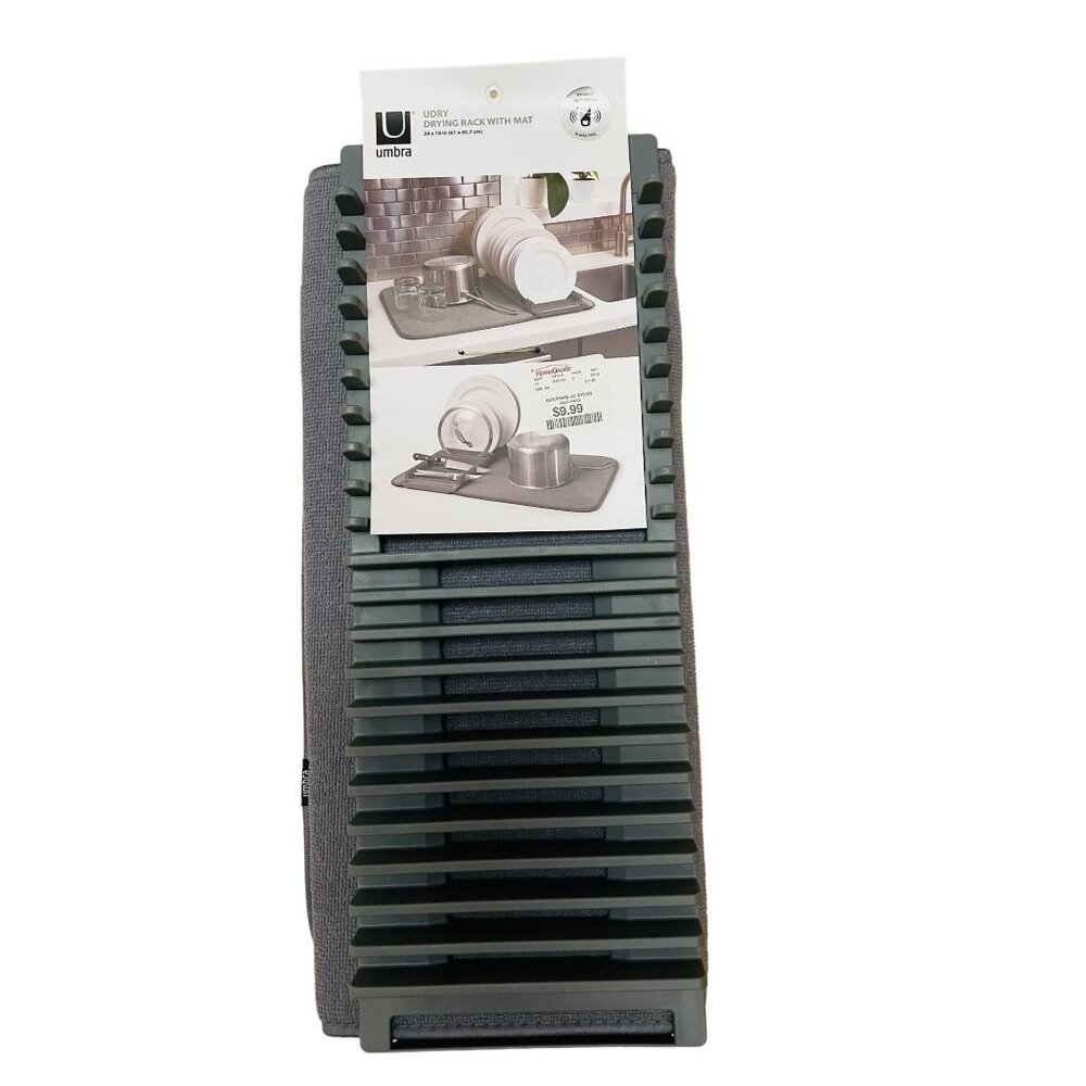 Umbra UDry Drying Rack With Mat Charcoal  24 x 18‎ In Kitchen Dishes